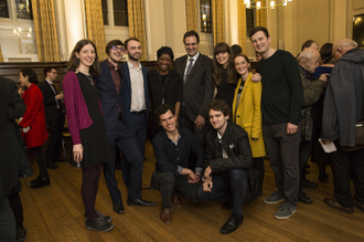 Dr Finaldi with artists at the reception afterwards