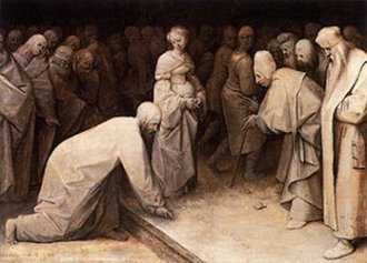 Christ and the Woman Taken in Adultery -Bruegel