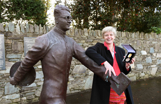 Sr Orla with her Hugh O'Flaherty Humanitarian Award by Hugh O'Flaherty Memorial, Killarney,  Nov 2017