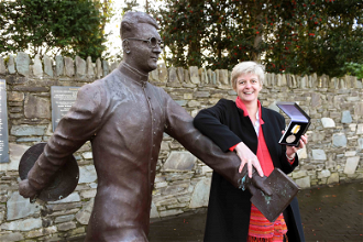 Sr Orla with her Hugh O'Flaherty Humanitarian Award by Hugh O'Flaherty Memorial, Killarney,  Nov 2017