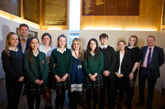 St Benedict's singers with Director of Music, Gabriella Di Laccio and Headmaster Andrew Johnson