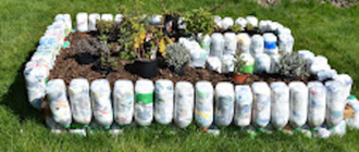 Raised beds at Wardkey made from  Eco Bricks