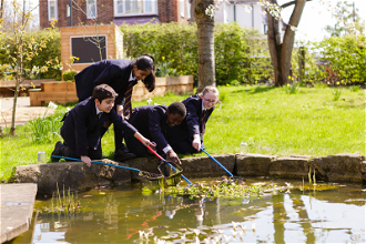 St Gregory's pupils pond-dipping