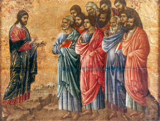 Jesus sending out the Eleven Apostles - Duccio  painted 1308-1311, © Museo dell'Opera del Duomo, Siena