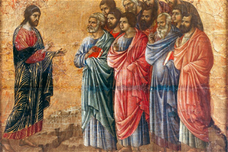 Jesus sending out the Eleven Apostles - Duccio  painted 1308-1311, © Museo dell'Opera del Duomo, Siena