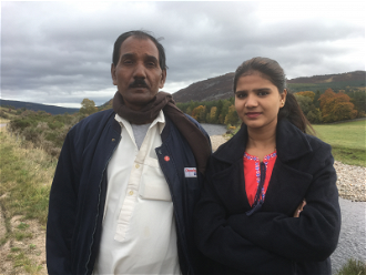 Asia's husband & daughter, Ashiq Masih & Eisham Ashiq, during their Oct 2018 visit to UK with ACN