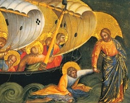 Jesus rescues Peter from drowning - Lorenzo Veneziano