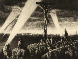 Barrage in Flanders' Fields, by Kerr Eby (1889-1946), Etching on paper, 1933 ©Private Collection, London