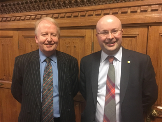Nigel Parker, Catholic Union director, with Patrick Grady MP during the evening