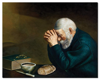 Bearded Man Praying (Grace), after a photo taken by Eric Enstrom (1875-1968) Oil on canvas, Original photo taken in 1918