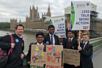 Wimbledon College students on Westminster Bridge