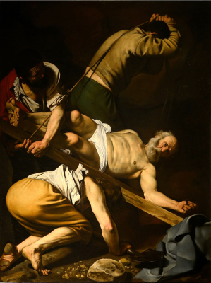 Crucifixion of St Peter, by Caravaggio, 1601, © Church of Santa Maria del Populo, Rome
