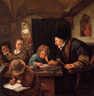 The Severe Teacher, by Jan Steen. Oil on panel, 1668 © Private Collection, all rights reserved