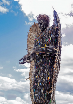 The Knife Angel - by Alfie Bradley, Over 100,000 knives, bronze, steel, 2017 © Commissioned by Shropshire's British Ironwork Centre