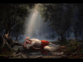 Jesus in the Garden by Adam Abram (born 1976), Oil on Canvas © Adam Abram, all rights reserved
