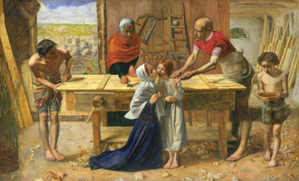 The Carpenter's Shop/Christ in the House of His Parents, John Everett Millais,1850. © Tate Britain