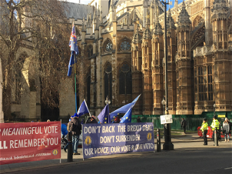 Campaigners outside Westminster Abbey appeal for People's Vote  - image: ICN/JS