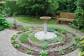 Prayer labyrinth at the centre of the Llanishen Quiet Garden, Cardiff