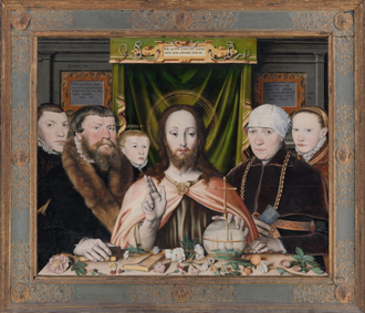 Christ Blessing, Surrounded by a Donor Family, by German Painter 1573-82, © Metropolitan Museum of Art, New York, Gift of J  Pierpont Morgan, 1917