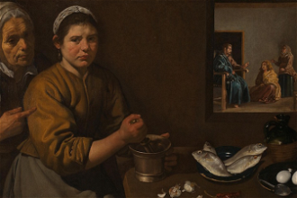 Christ in the House of Martha and Mary, by Diego Velazquez, 1618 © National Gallery Londo