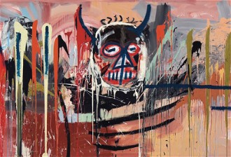 Untitled, self portrait as the devil (detail), by Jean-Michel Basquiat 1982 © Christie's New York,