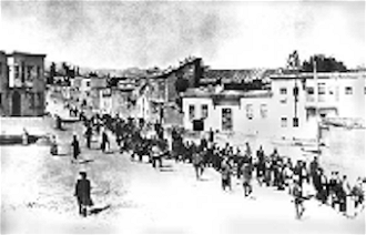 Soldiers round up Armenian civilians 1915