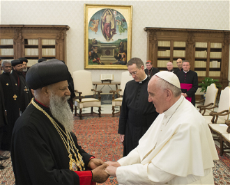 Meeting between Pope  and Patriarch Mathias, February 2016