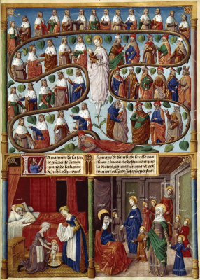 Tree of Jesse,  Illuminated miniature by Jacques de Besançon 1485 © Bibliothèque Nationale de France, Paris