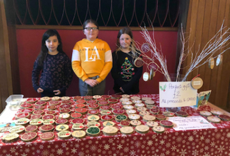 Some of the  St Mary's pupils with their  handcrafted decorations