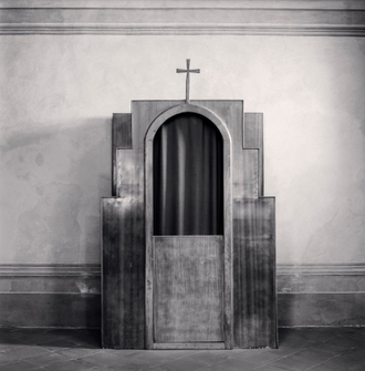 Confessional, Study 49, by Michael Kenna, Chiesa Di Santa Maria Assunta, Minozzo, Reggio Emilia, Italy, 2015, © Michael Kenna, Courtesy of Beetles and Huxley