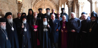 Prince of Wales with Church leaders in Bethlehem Image: Clarence House