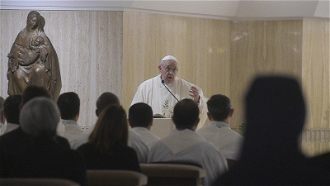 Pope Francis speaking at Casa Santa Marta