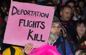 protester outside Home Office