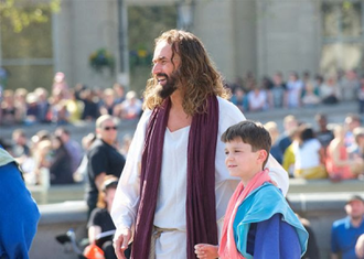 Actor James Burke-Dunsmore in the role of Jesus