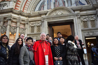 Cardinal Vincent with fledgling Catholics