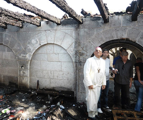 Church of Loaves and Fishes, Tabgha, after June 2015 arson attack -  Image: LPJ