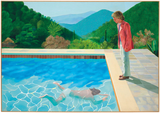 Pool, Portrait of an Artist (Pool with Two Figures),  by David Hockney  1972, © Christie's New York & David Hockney