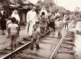 Archbishop Romero at railway track