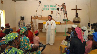 Fr Pierluigi celebrating Mass in Niger  before his kidnapping Image © Society of African Missions