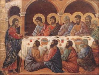 Appearance of Jesus while the Apostles are at Table, Duccio di Buoninsegna 1308 © Museo dell'Opera del Duomo, Siena