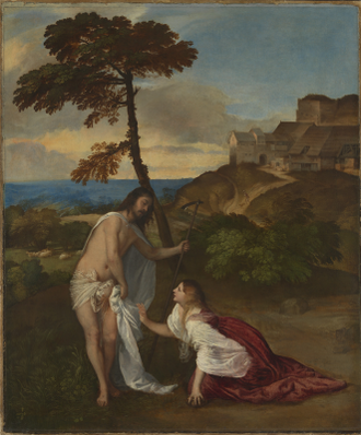 Titian, Noli me Tangere about 1514 (c) was the first 'Painting of the Month' shown in an empty National Gallery in 1942.