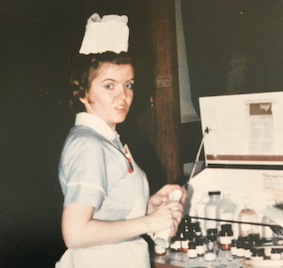 Nurse Jo on night duty, January 1972, picture taken by a patient