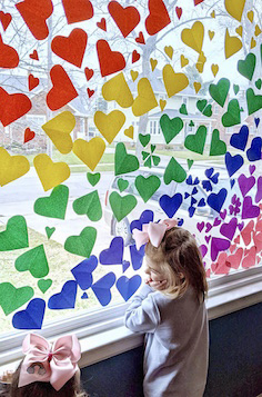 Window of Rainbow Hearts, by Josephine and Nora 2020 © Christian Art