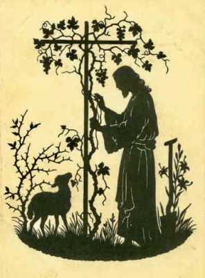Jesus planting a vine as the Good Shepherd, by Josefine Allmayer,1930 © Christian Art