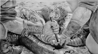 Christ being Crucified, Drawing by Craig, 2020 .... © ChristianArt