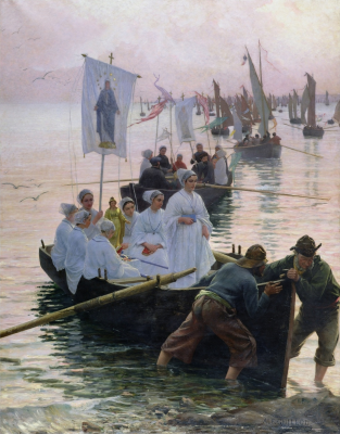 Arrival of the Pardon of Saint Anne at Concarneau, by Alfred Guillou, 1887 © Museum of Fine Art, Quimper