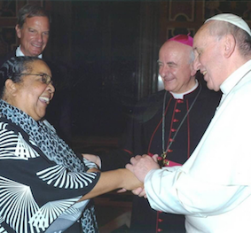Leela Ramdeen with Pope Francis