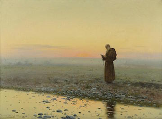 Monk at Prayer, by J Ferrer y Pallej 1899 © Private Collection, Christian Art