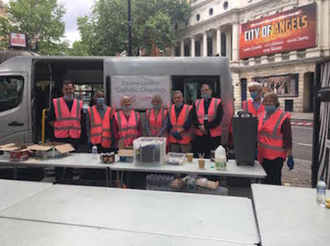 Central London Catholic Churches serving refreshment and supplies to the homeless