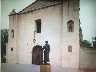 San Gabriel Mission Church - badly damaged in arson attack - screenshot